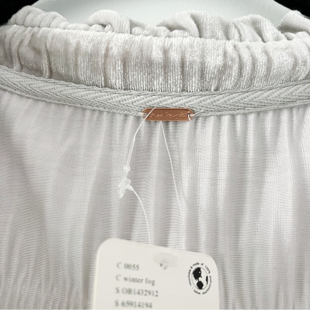 NWT Free People My Best Top - Velvet Button Front Top in Winter Fog - Large - Picture 9 of 14
